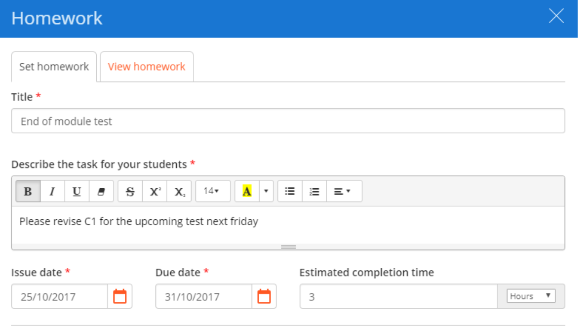Class Charts applied homework template