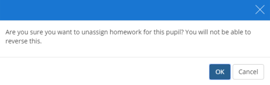 Class Charts remove from homework task popup