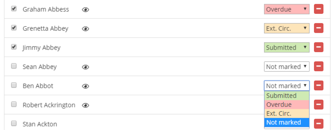 Class Charts submission status dropdown