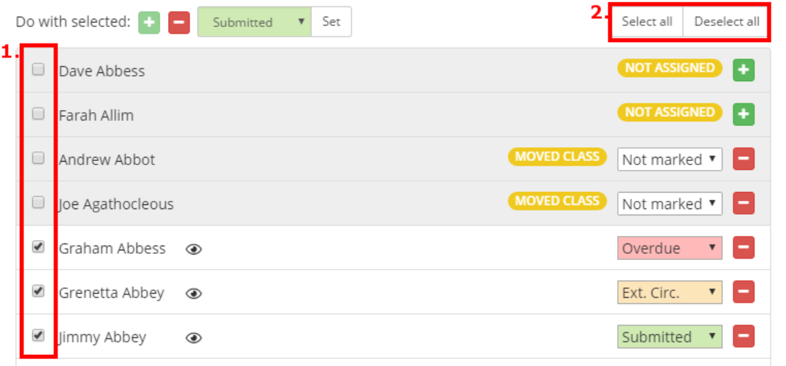 Class Charts homework diff mark submissions simultaneously