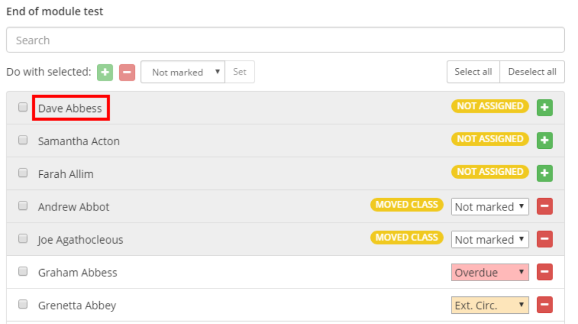 Class Charts remove from homework task
