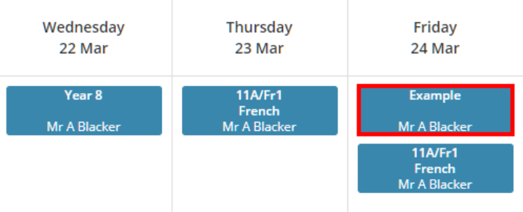 Class Charts homework calendar entry