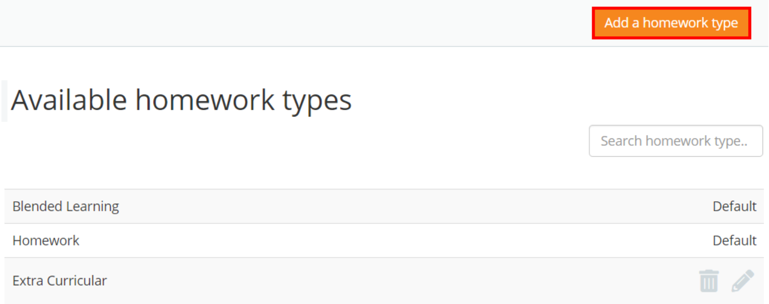 Class Charts add a homework type button