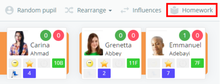 Class Charts homework option in class