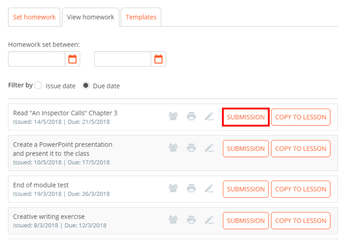 Class Charts submission button 2