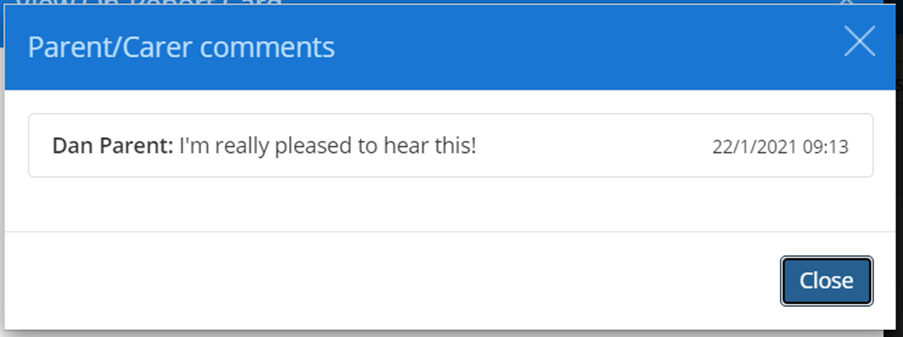 Class Charts on report parental comment