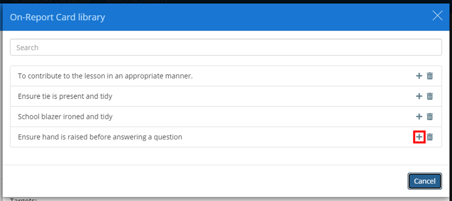 Class Charts on report target library add