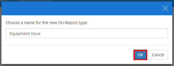 Class Charts add new on report type popup