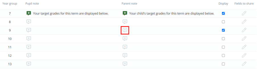Class Charts custom fields parent note button