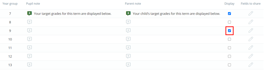 Class Charts shared year group fieldset