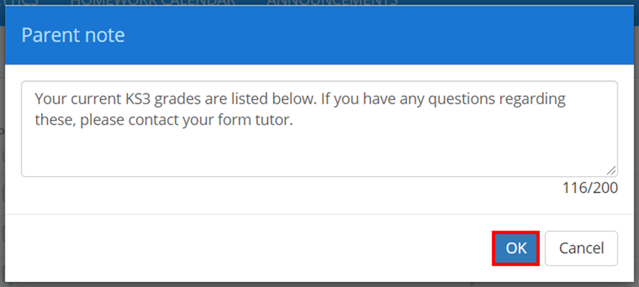 Class Charts custom field note popup