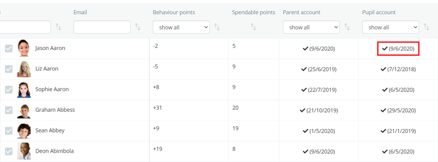 Class Charts pupil account on pupil details page