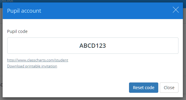 Class Charts pupil code example