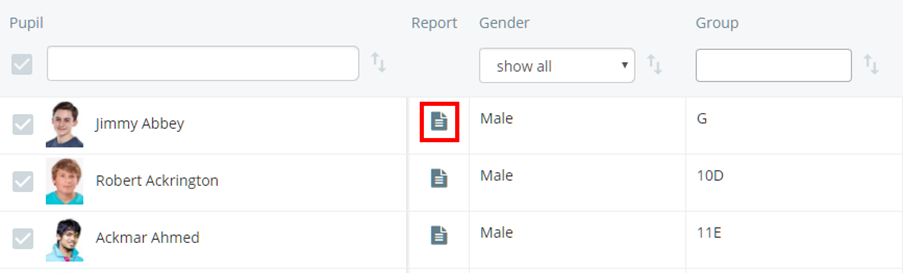 Class Charts pupil report button