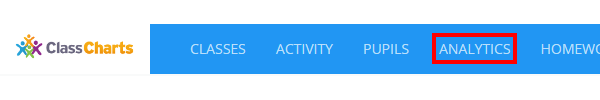 Class Charts analytics menu tab