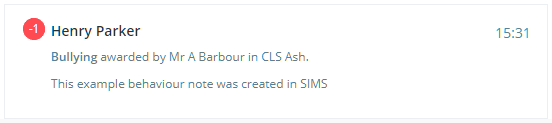Class Charts sims note example