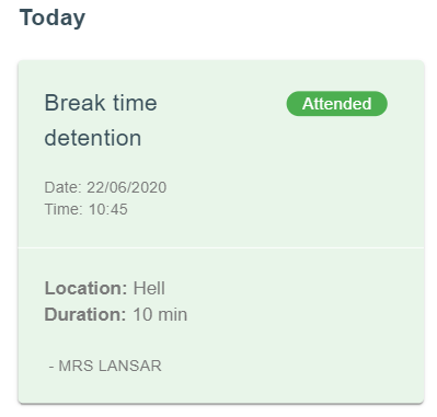 Class Charts detention example