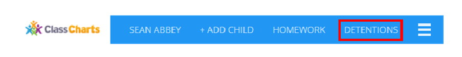 Class Charts detentions menu tab