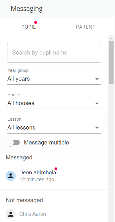 Class Charts messaging unread indicators