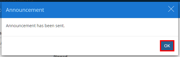 Class Charts in class announcement sent confirmation