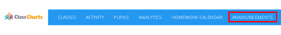 Class Charts announcements button