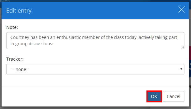 Class Charts edit wellbeing submission popup