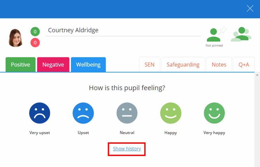 Class Charts wellbeing show history