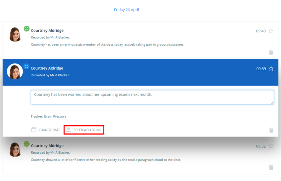 Class Charts referral clicked submission