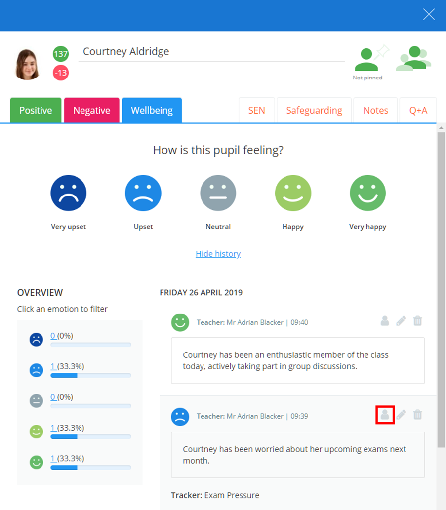 Class Charts referral in class refer button