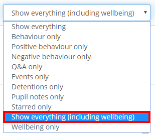 Class Charts show everything wellbeing option