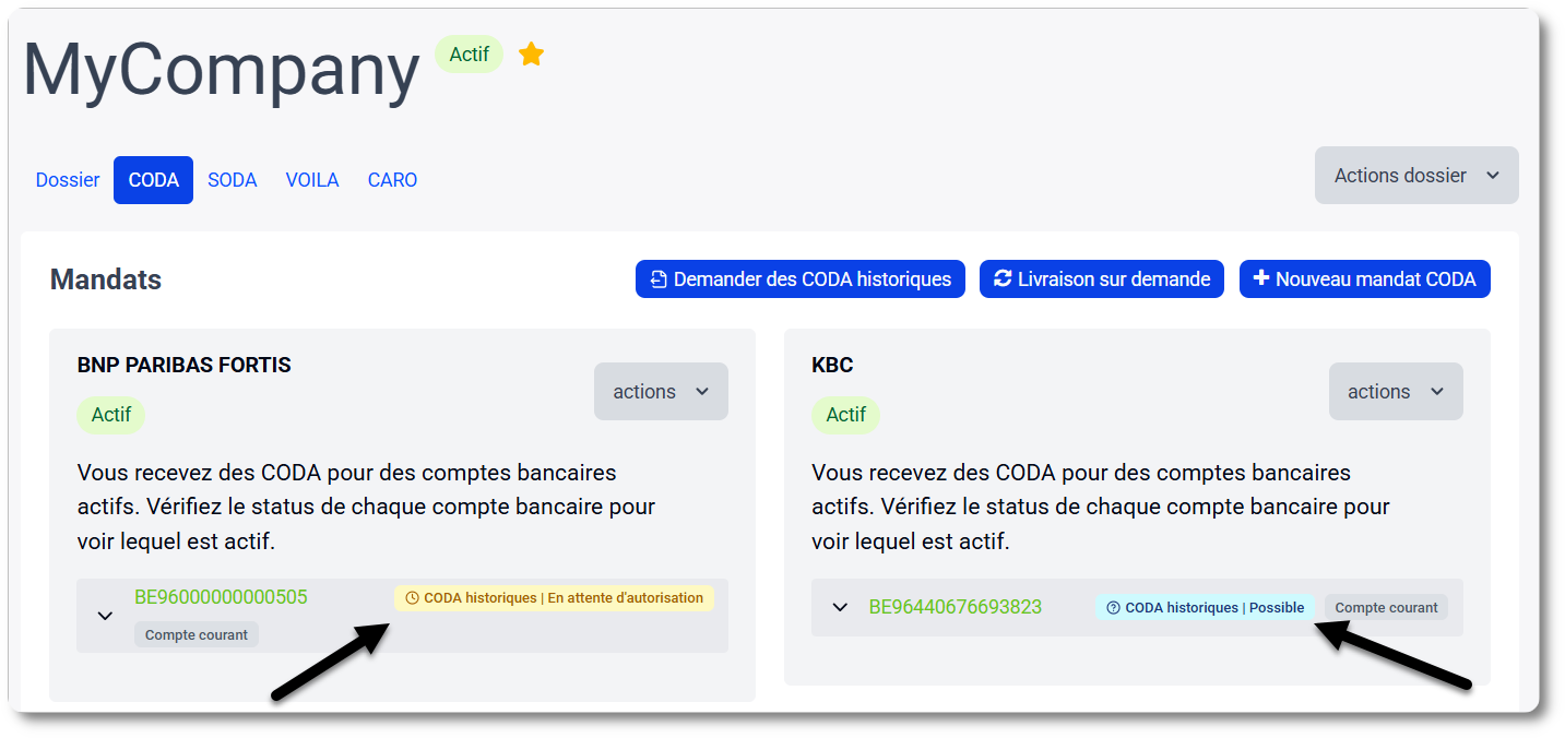 Plus d'infos sur les possibilités des CODA historiques
