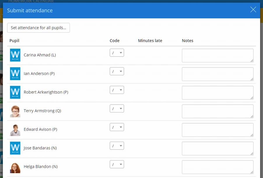 Class Charts list attendance