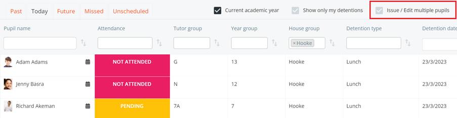 Class Charts issue edit multiple pupils button