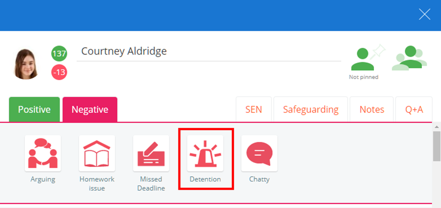 Class Charts issue detention behaviour