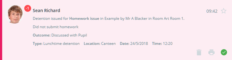 Class Charts detention ticked as attended