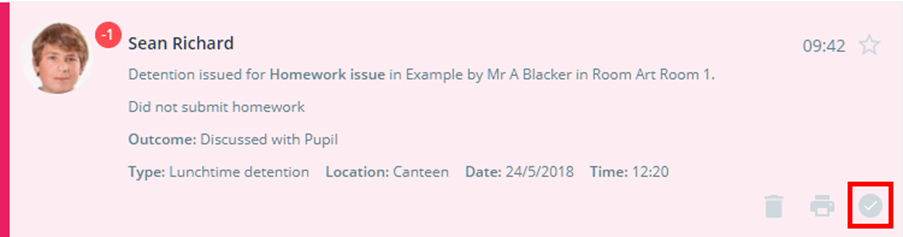 Class Charts detention tick icon