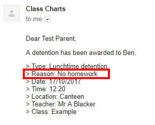 Class Charts behaviour type reason example