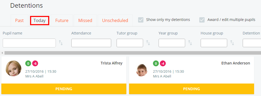 Class Charts scheduled detentions