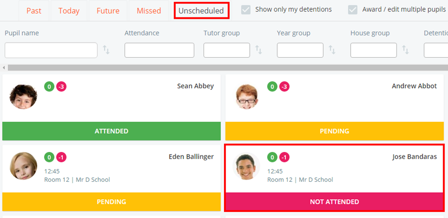 Class Charts unscheduled detentions