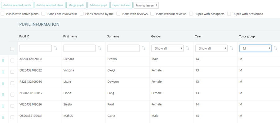 Provision Map pupil details page