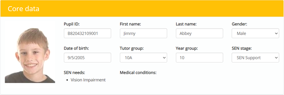 Provision Map core details example