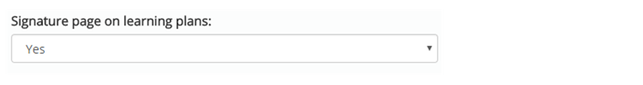 Signature page on learning plans button
