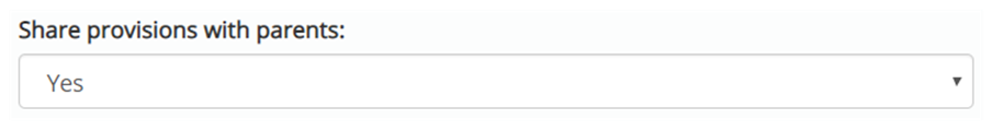 Share provisions with parents button