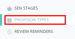Provision Map provision types menu