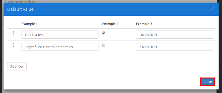 Provsion Map prefilled_data_table_defualt_value_popup