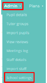 School settings in admin section