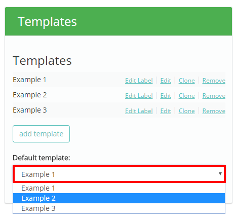 Provision Map default template drop down menu