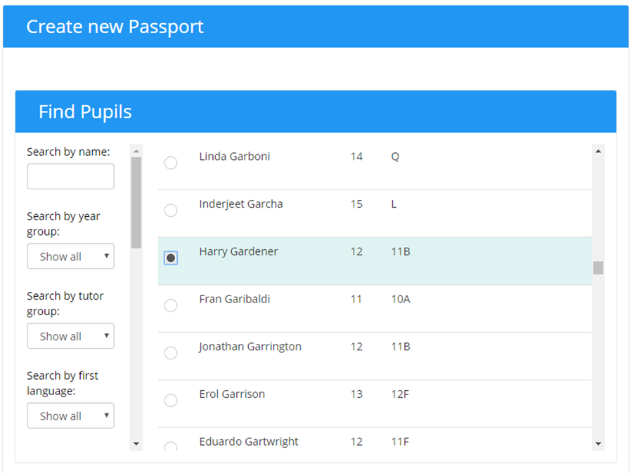 Provision Map select_pupil