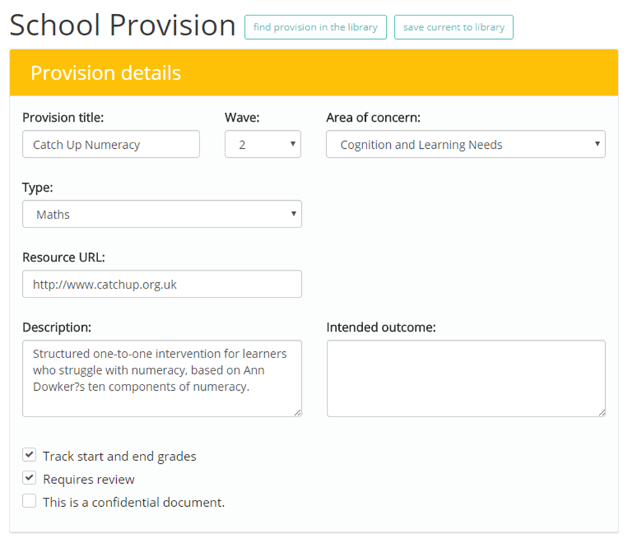 Provision Map Provision details
