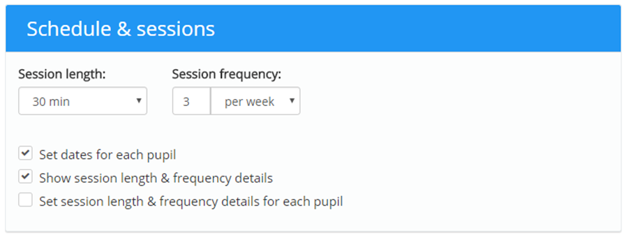 Provision Map schedule sessions